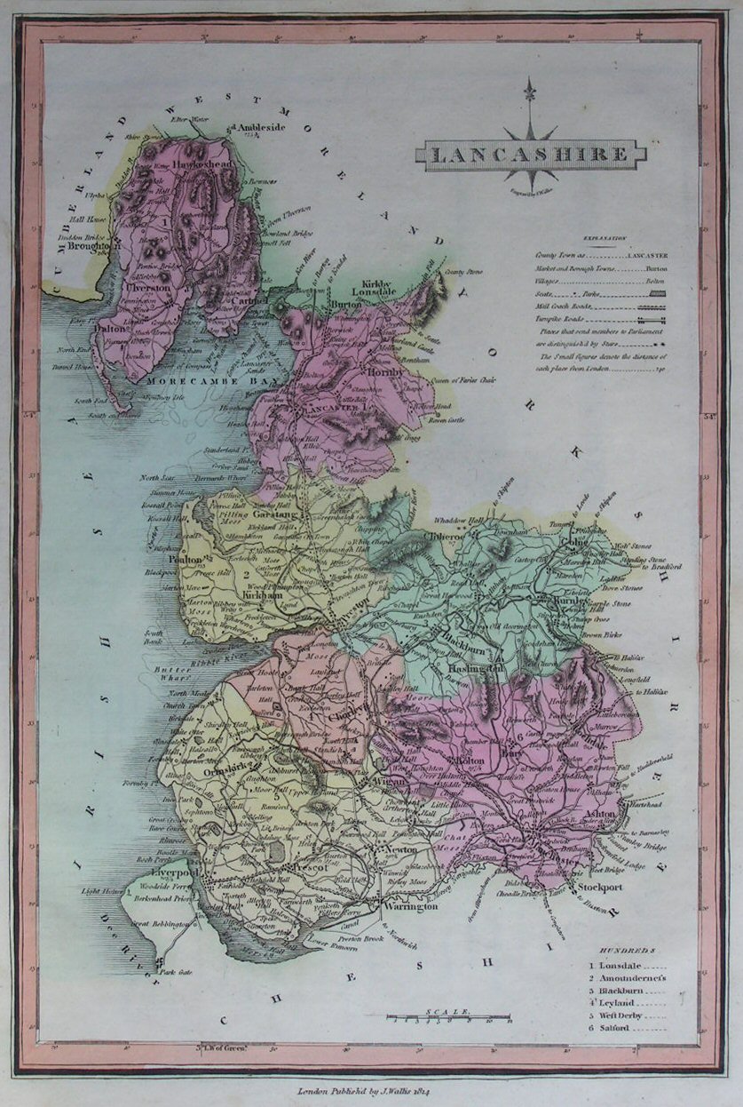 Map of Lancashire - Wallis